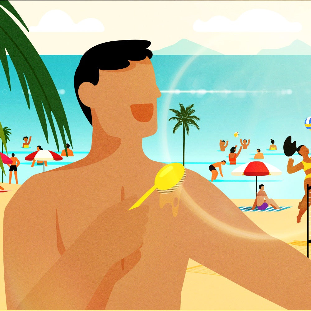 Sun Safe Brush at the beach before playing volley for a good grip